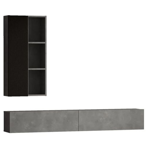 Clearance - Lemont Silver and Black Hanging TV Unit with Wall Shelf