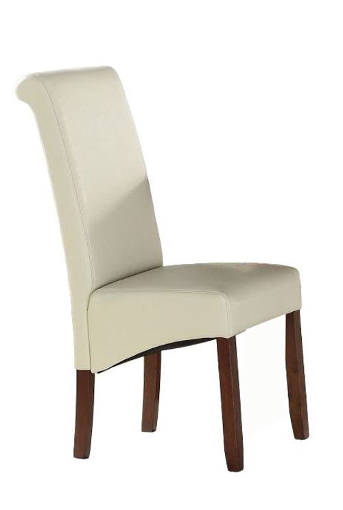 2 x Sophie Cream Faux Leather and Acacia Wood Dining Chair