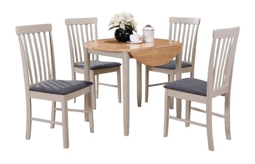 Altona Oak and Grey 2 Seater Round Drop Leaf Dining Table