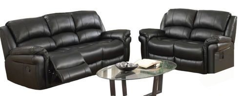 Farnham Black Leather 3+2 Recliner Sofa Suite