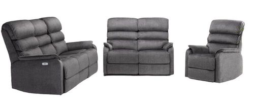 Savoy Grey Fabric 3+1+1 Seater Electric Recliner Sofa Suite