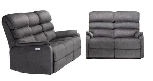 Savoy Grey Fabric 3+2 Seater Electric Recliner Sofa Suite