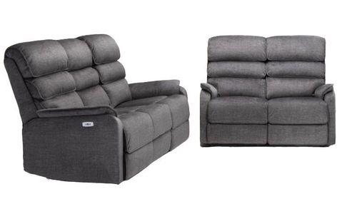 Savoy Grey Fabric 3+2 Seater Fixed Sofa Suite