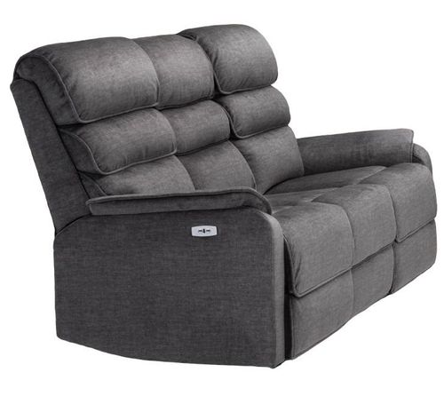 Savoy Grey Fabric 3 Seater Electric Recliner Sofa