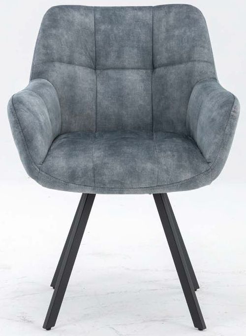2 x Jade Stone Blue Fabric Dining Armchair