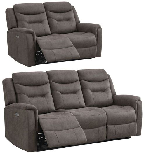 Harrogate Brown Fabric 3+2 Recliner Sofa Suite