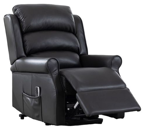 Windsor Lift and Tilt Black Leather Recliner Armchair