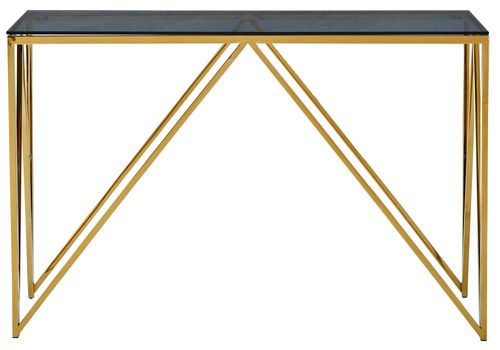 Allure Black Glass and Gold Console Table