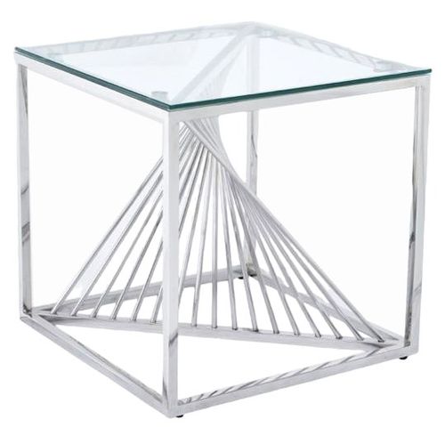 Calabria Glass and Silver End Table
