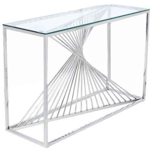 Calabria Glass and Chrome Console Table