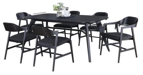 Carrington Black Oak 6 Seater Dining Set