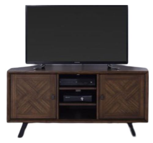 Nevada Parquet Style Wooden 2 Door Corner TV Unit