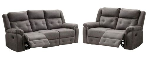 Berkeley Dark Grey Leather Look Fabric 3+2 Seater Recliner Sofa Suite