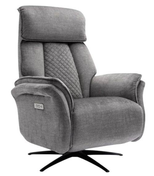 Evoque Grey Fabric Swivel Electric Recliner Armchair