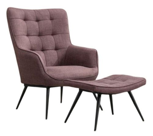 Katelyn Mulberry Fabric Accent Armchair with Footstool