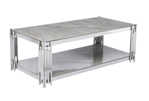 Belini Grey Sintered Stone and Chrome Coffee Table