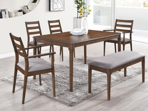 Orlando Walnut 6 Seater Dining Set with Bench