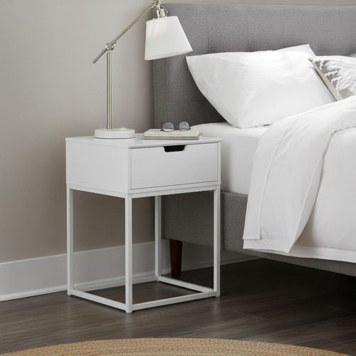 Mitra White 1 Drawer Bedside Table