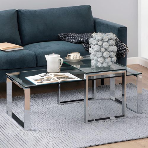 Katrine Clear Glass Coffee Table Set of 2