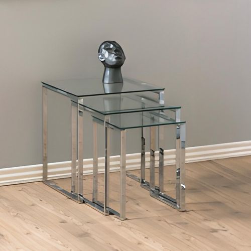 Katrine Clear Glass Nest of 3 Tables