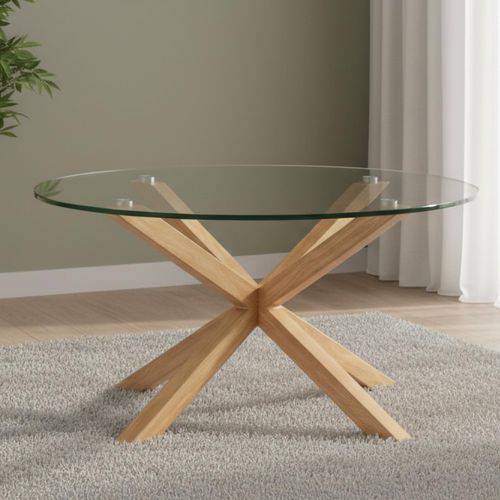 Heaven Glass and Oak Round Coffee Table