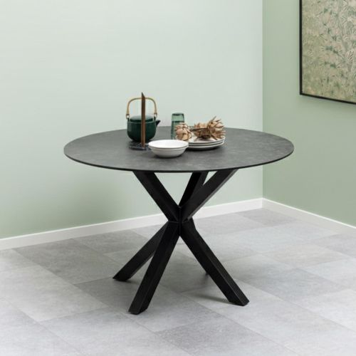 Heaven Black Ceramic 4 Seater Round Dining Table with Star Legs - 119cm