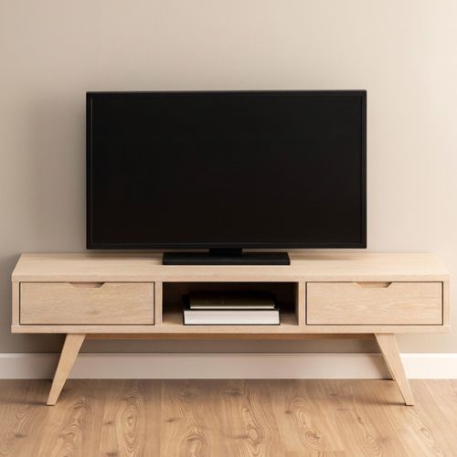 A Line White Oak 2 Drawer TV Unit