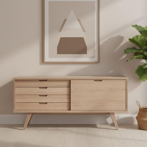 A Line White Oak 1 Door Large Sideboard - 160cm