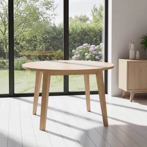A Line Oiled Oak 4-6 Seater Extending Round Dining Table - 120cm-220cm