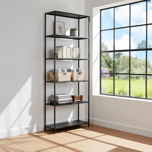 Newcastle Black Open Tall Shelving Unit