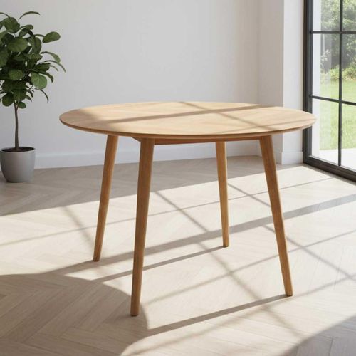 Nagano Herringbone Oak Pattern 4 Seater Round Dining Table 120cm