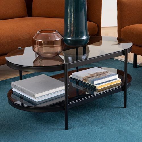 Bayonne Smoked Glass Oval Coffee Table