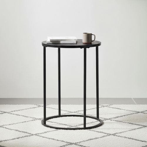 Seaford Black Melamine and Metal Round Side Table