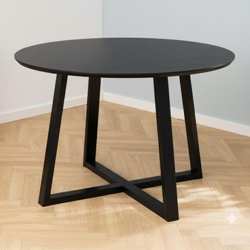 Malika Black 4 Seater Round Dining Table - 120cm