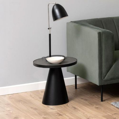 Soli Black Ceramic Round Side Table