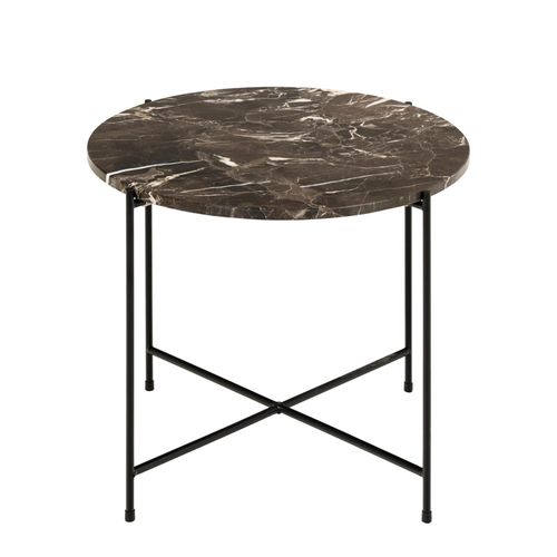 Avila Brown Marble Large Round Side Table