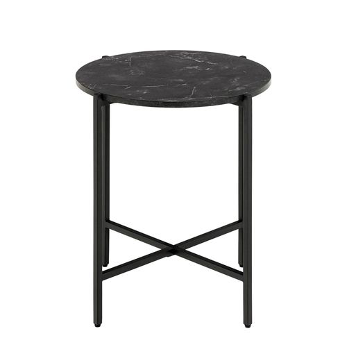 Lamoine Black Marble Effect Round Side Table
