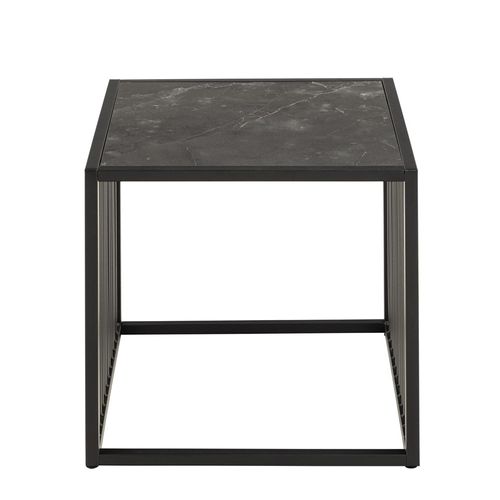 Strington Black Marble Effect Square Side Table