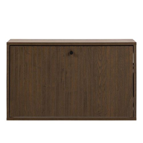 Albany Ribbed Smoked Oak Wall Mounted Shoe Cabinet