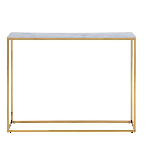 Alisma White Marble and Gold Metal Console Table