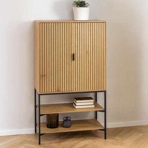 Jaipur Fluted Wild Oak 2 Door Hall Cabinet