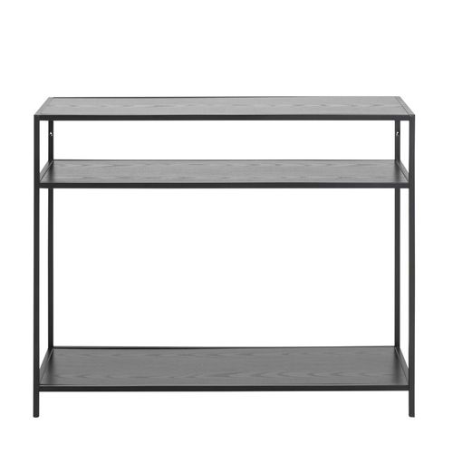 Seaford Black Melamine and Metal Console Table with Shelves