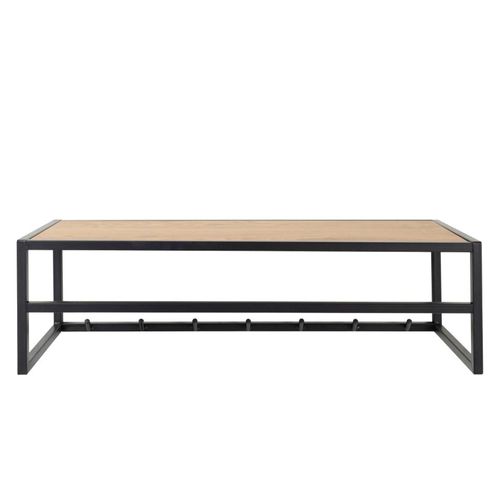 Seaford Oak and Black Metal Wall Mounted Clothes Rack