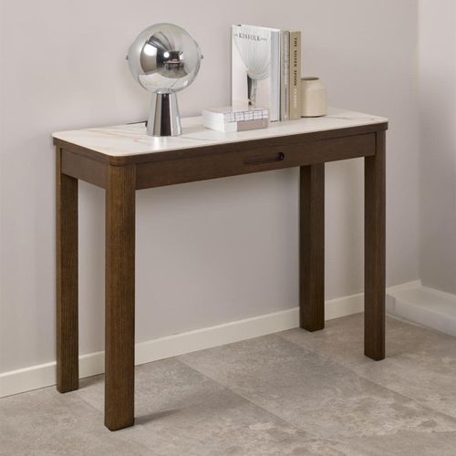 Southampton Dark Oak 1 Drawer Console Table - Ceramic Top