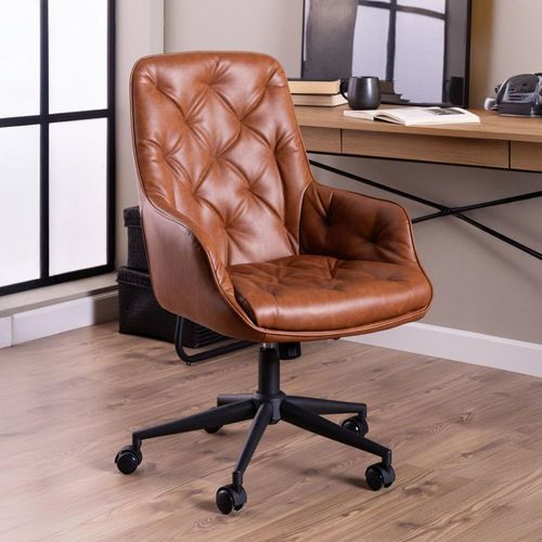 Erik Retro Brandy Faux Leather Office Chair