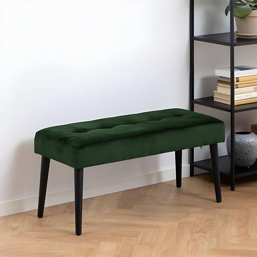 Glory Forest Green Velvet Fabric Bench