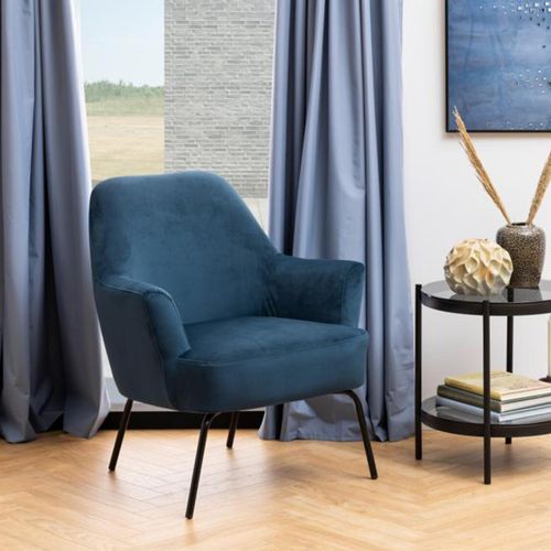 Melissa Navy Blue Velvet Fabric Lounge Chair