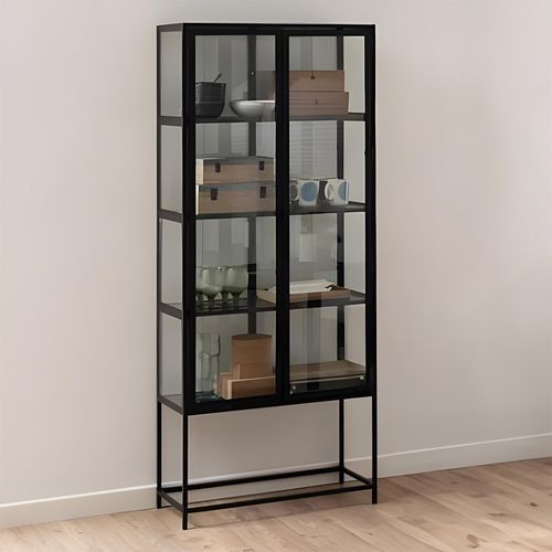 Seaford Black Metal 2 Door Display Cabinet