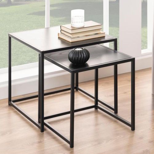 Seaford Black Square Nest of 2 Tables