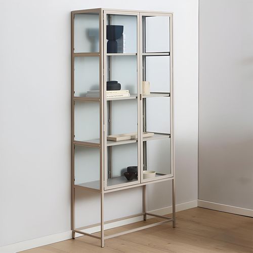 Seaford Grey Metal 2 Door Display Cabinet